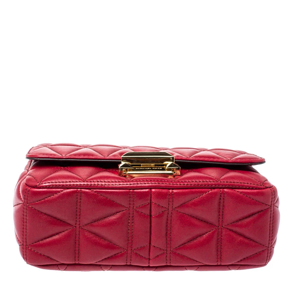 Michael Kors Red Matalesse Leather Small Sloan Shoulder Bag For Women - Image 6