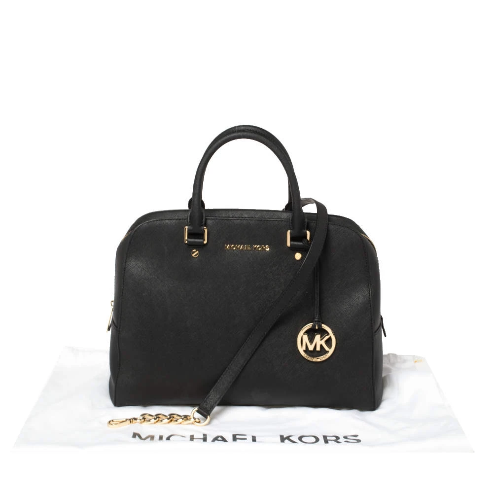 Michael Kors MICHAEL Micheal Kors Black Leather Cindy Dome Satchel For Women - Image 9