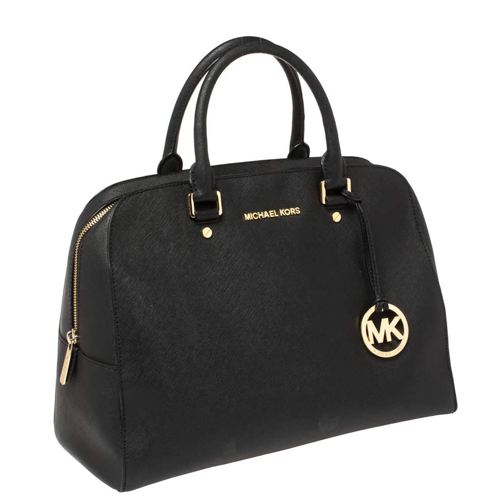 Michael Kors MICHAEL Micheal Kors Black Leather Cindy Dome Satchel For Women - Image 3