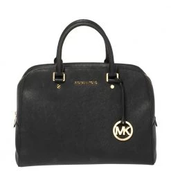 Michael Kors MICHAEL Micheal Kors Black Leather Cindy Dome Satchel For Women