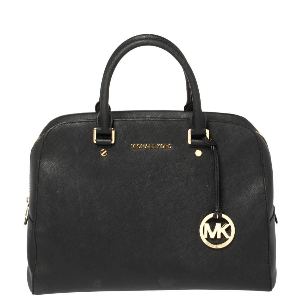 Michael Kors MICHAEL Micheal Kors Black Leather Cindy Dome Satchel For Women