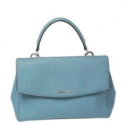 Michael Kors Blue Leather Medium Ava Top Handle Bag For Women