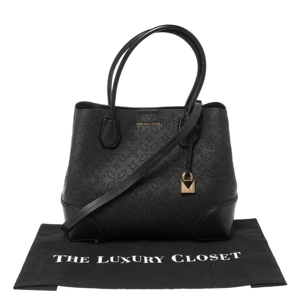Michael Kors Black Perforated Leather Mercer Tote For Women - Image 10