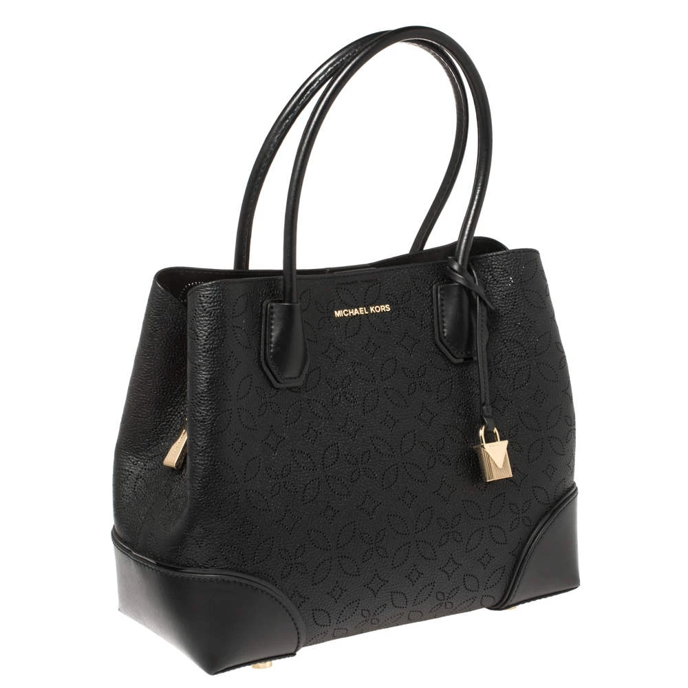 Michael Kors Black Perforated Leather Mercer Tote For Women - Image 3