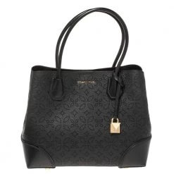 Michael Kors Black Perforated Leather Mercer Tote For Women
