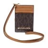 Michael Kors Brown Signature Coated Canvas Lanyard ID Card Holder For Women