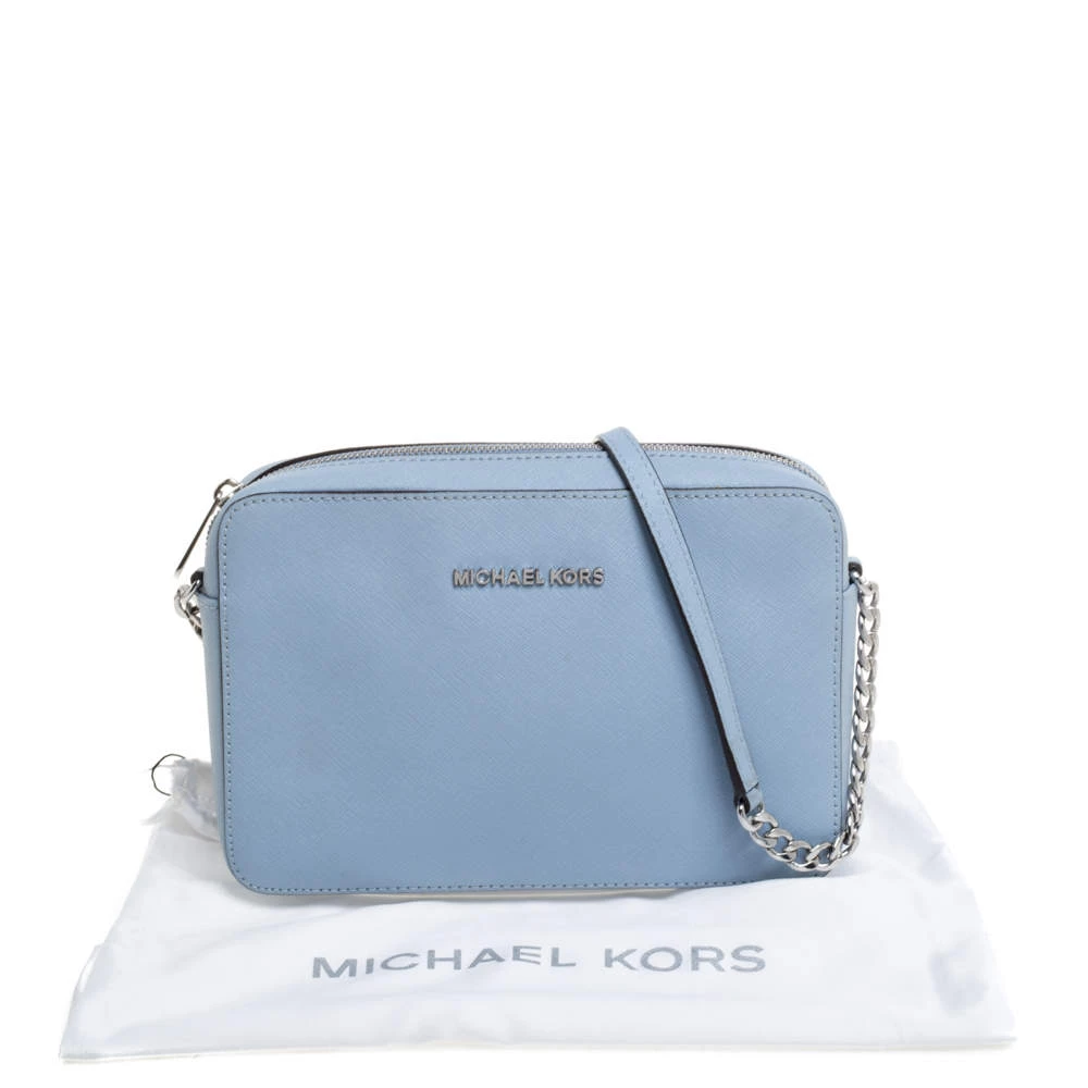 Michael Kors Powder Blue Leather Jet Set Crossbody Bag For Women - Image 11