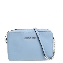 Michael Kors Powder Blue Leather Jet Set Crossbody Bag For Women