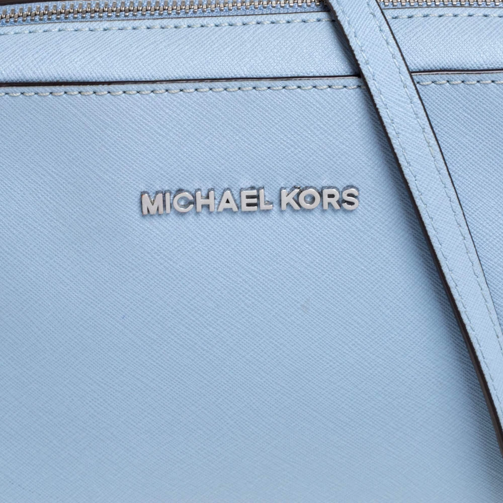 Michael Kors Powder Blue Leather Jet Set Crossbody Bag For Women - Image 6