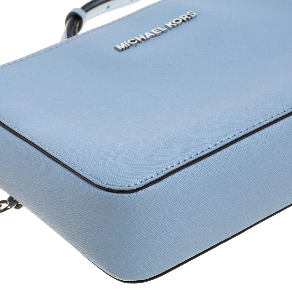 Michael Kors Powder Blue Leather Jet Set Crossbody Bag For Women - Image 12