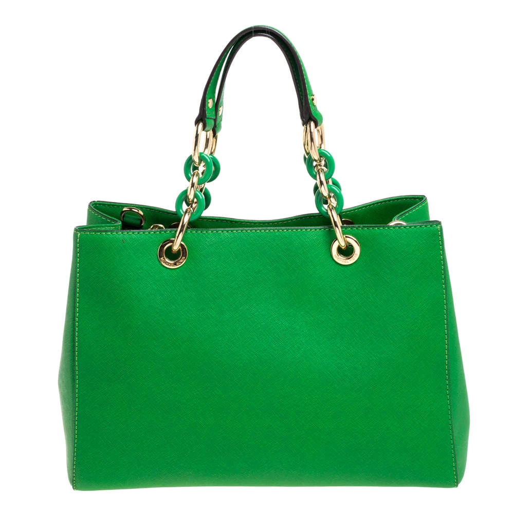MICHAEL Michael Kors Green Leather Cynthia Tote For Women - Image 4