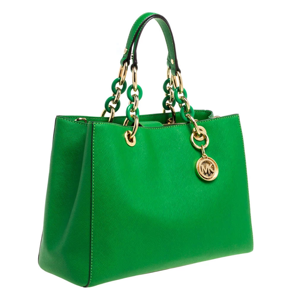 MICHAEL Michael Kors Green Leather Cynthia Tote For Women - Image 3