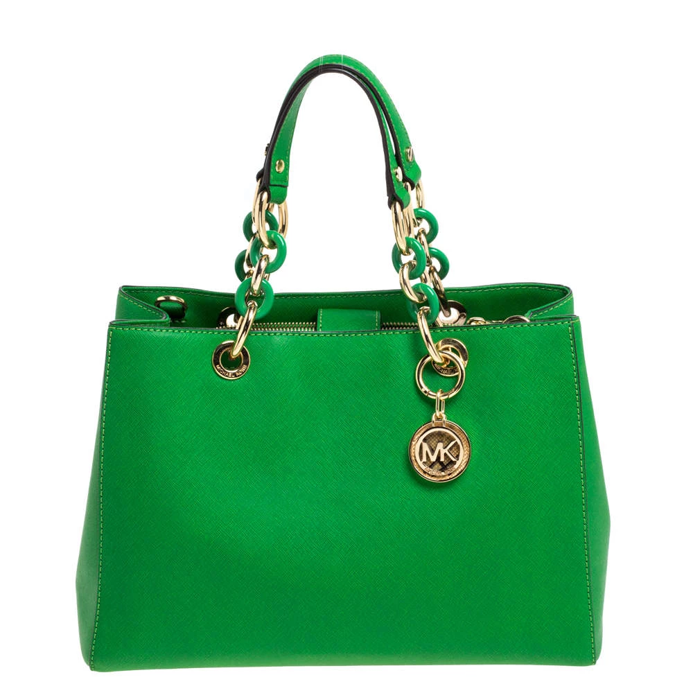 MICHAEL Michael Kors Green Leather Cynthia Tote For Women