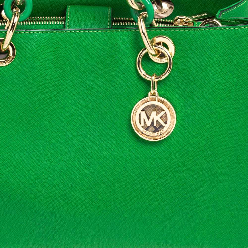 MICHAEL Michael Kors Green Leather Cynthia Tote For Women - Image 5