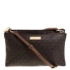 Michael Kors Brown Signature Coated Canvas Double Zip Crossbody Bag For Women