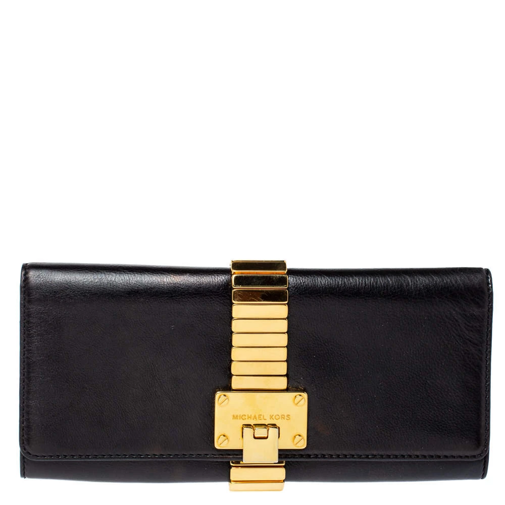 Michael Kors Black Leather Hadley Clutch For Women