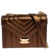 Michael Kors Metallic Brown Quilted Leather Whitney Shoulder Bag For Women