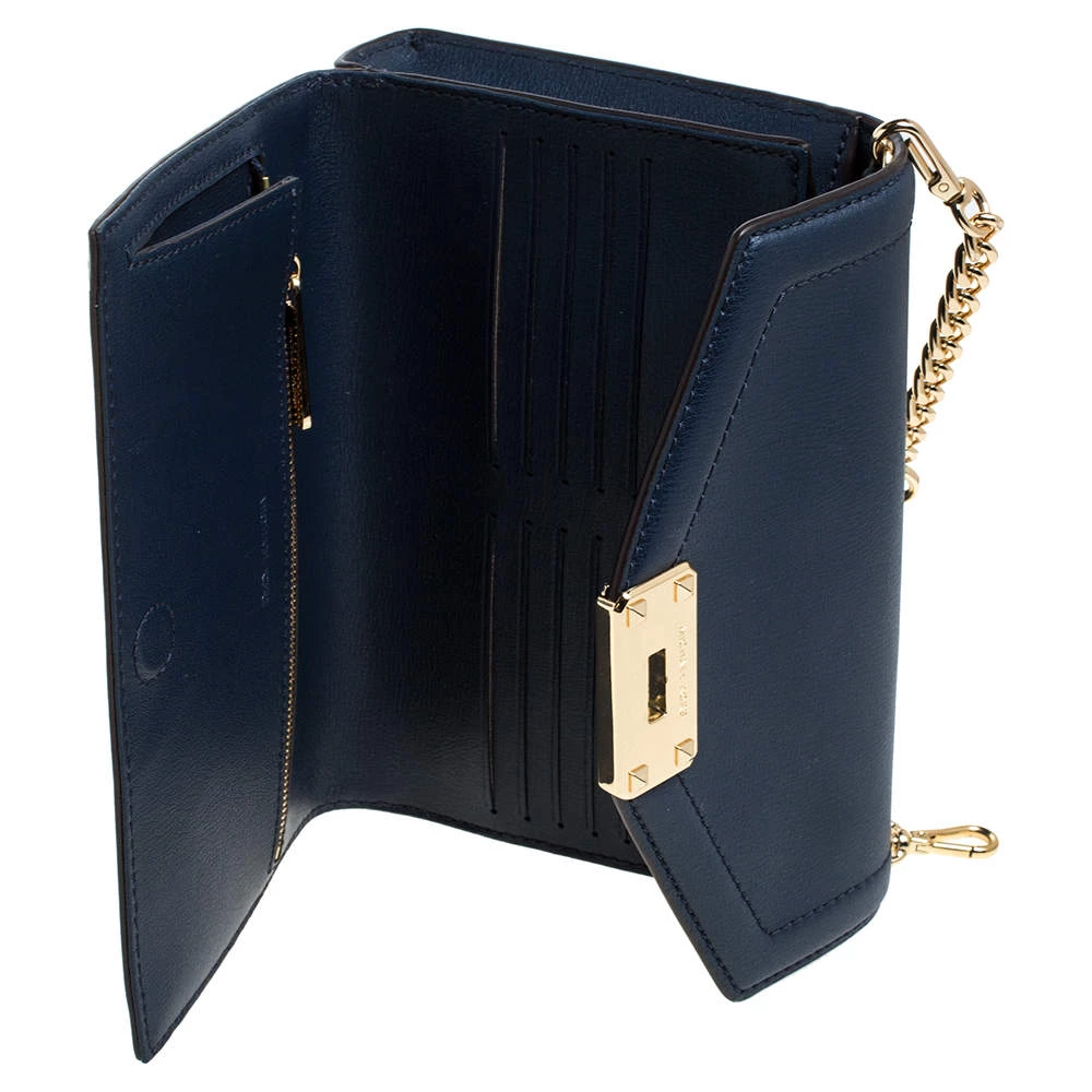 Michael Kors Navy Blue Leather Kinsley Shoulder Bag For Women - Image 7