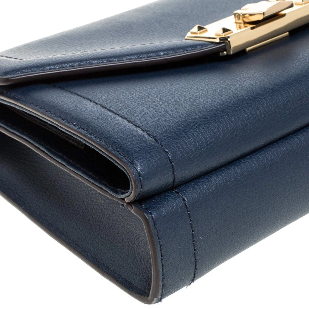 Michael Kors Navy Blue Leather Kinsley Shoulder Bag For Women - Image 11