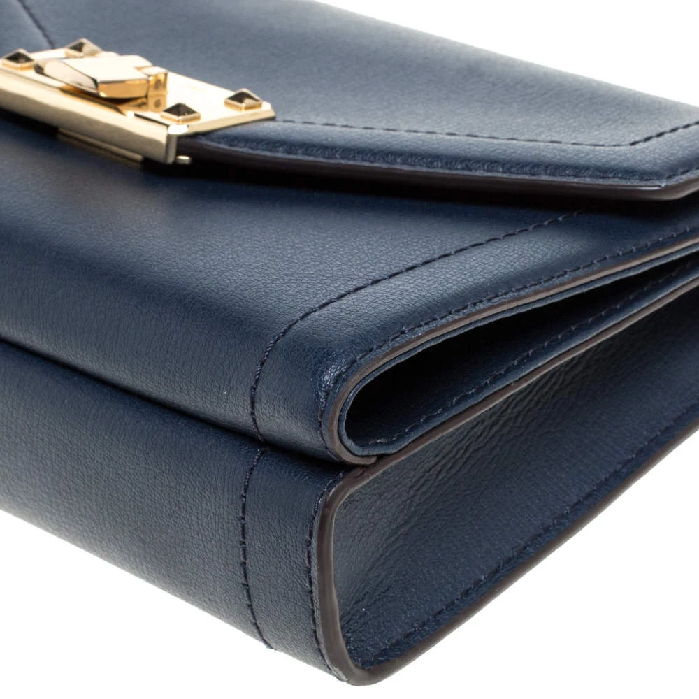 Michael Kors Navy Blue Leather Kinsley Shoulder Bag For Women - Image 12