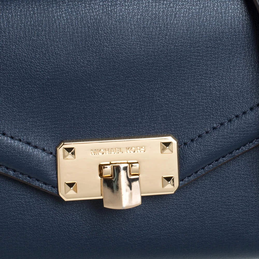 Michael Kors Navy Blue Leather Kinsley Shoulder Bag For Women - Image 5