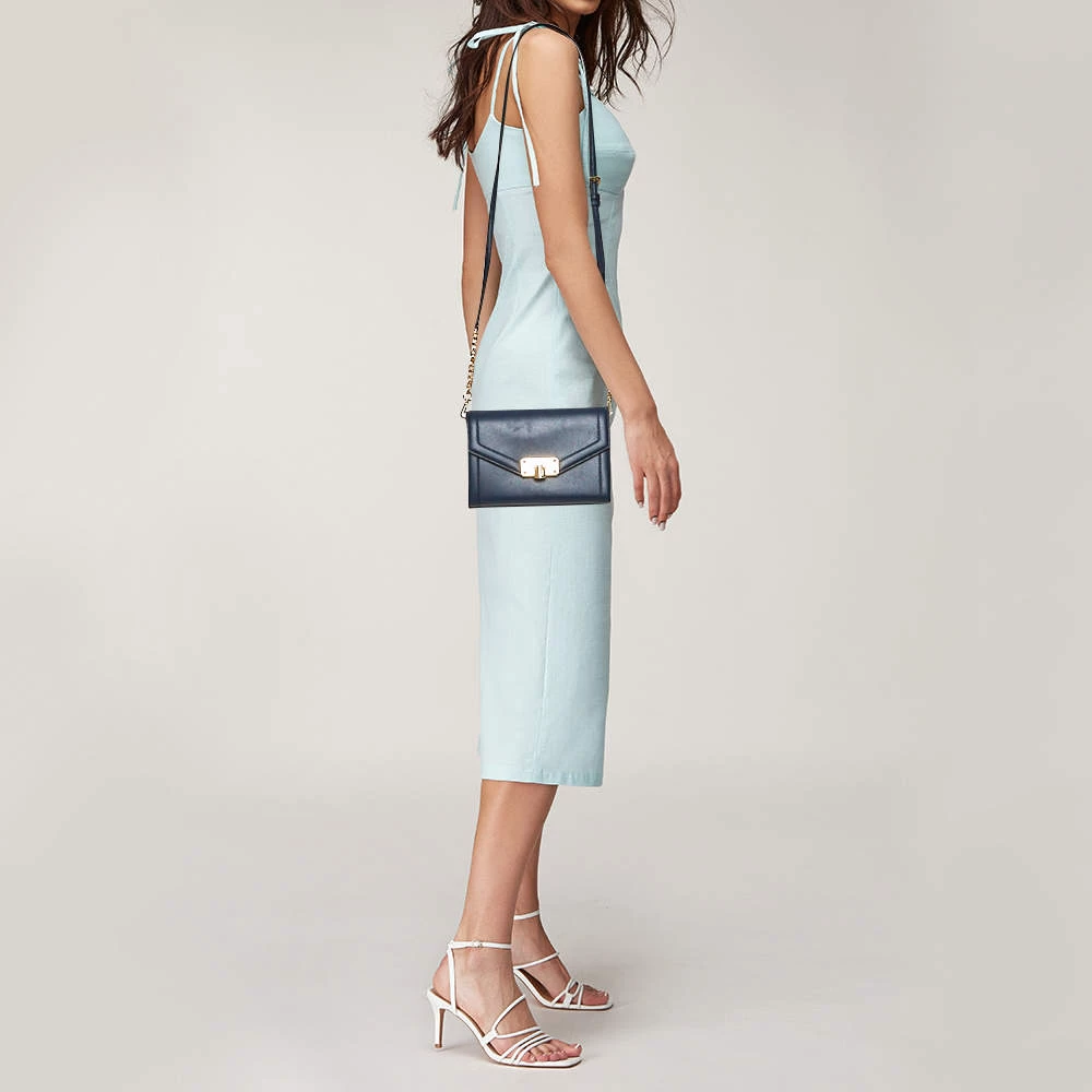 Michael Kors Navy Blue Leather Kinsley Shoulder Bag For Women - Image 2