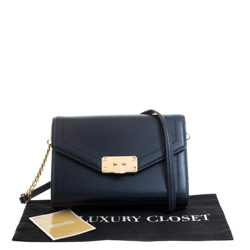 Michael Kors Navy Blue Leather Kinsley Shoulder Bag For Women - Image 10