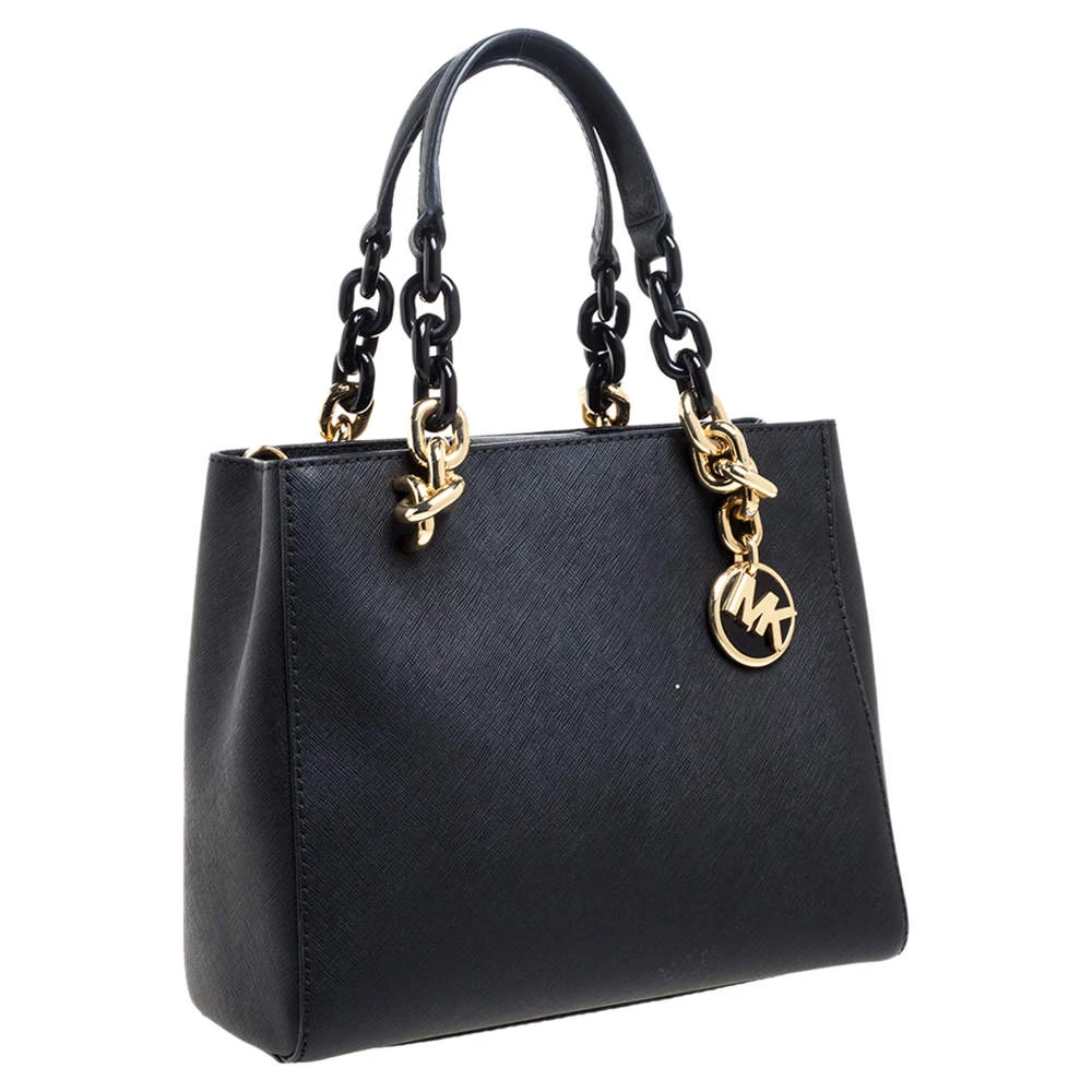Michael Kors Black Leather Small Cynthia Tote For Women - Image 3
