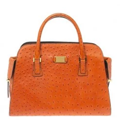 Michael Kors Orange Embossed Ostrich Leather Gia Satchel For Women