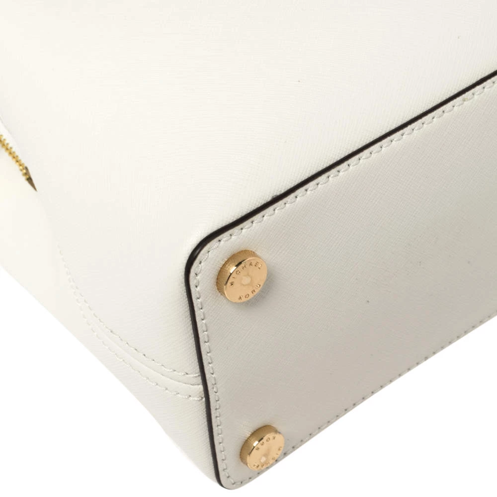 Michael Kors White Leather Savannah Satchel For Women - Image 12