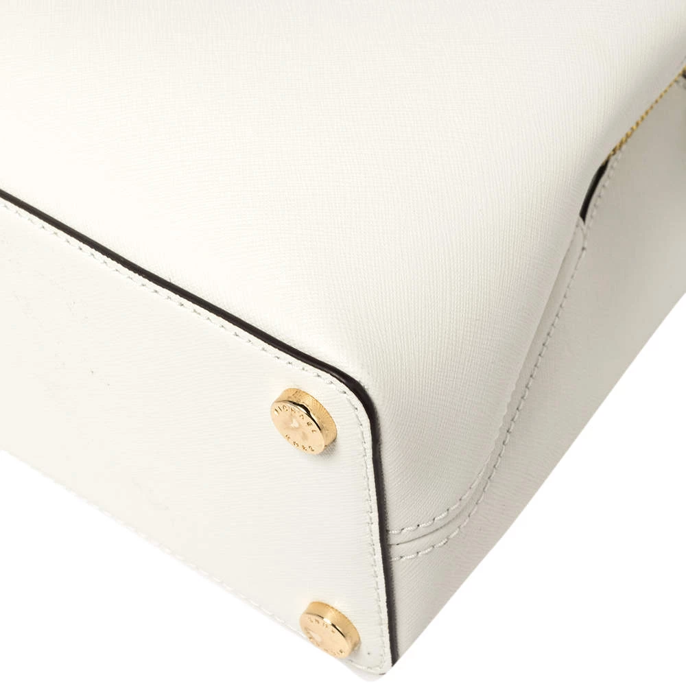 Michael Kors White Leather Savannah Satchel For Women - Image 11