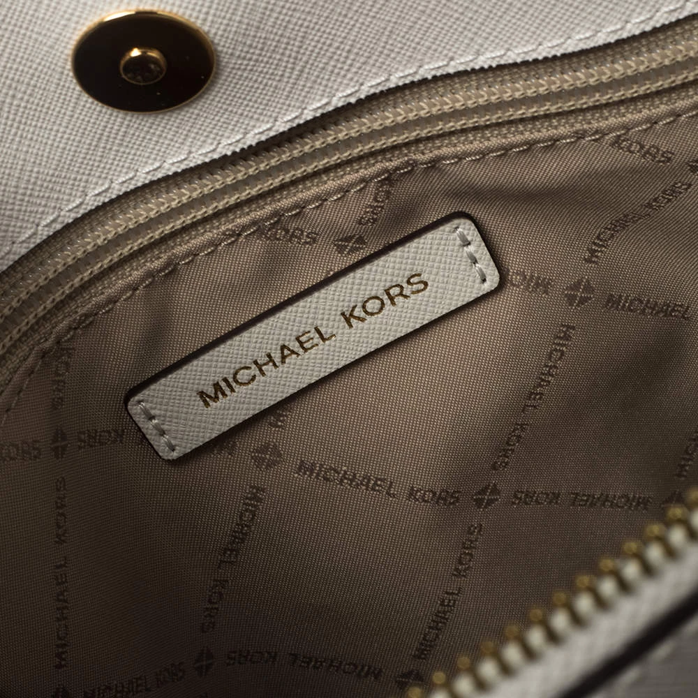 Michael Kors White Leather Savannah Satchel For Women - Image 8