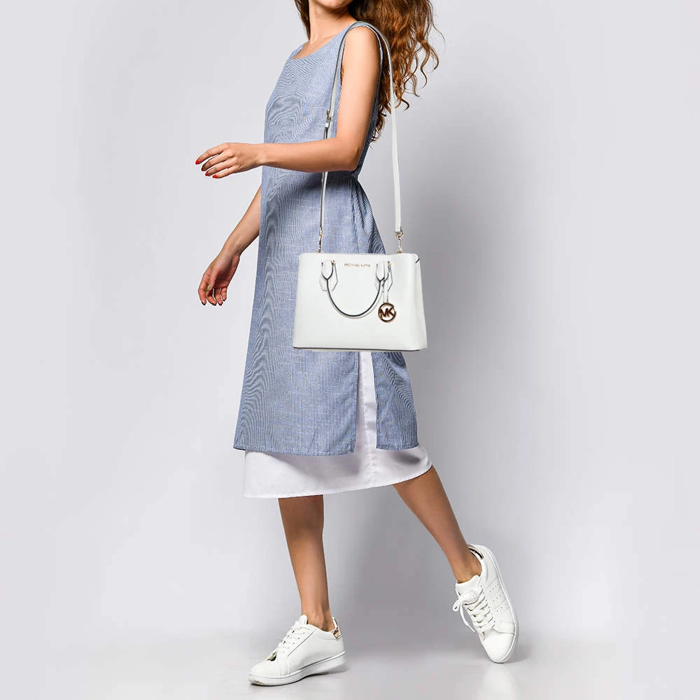 Michael Kors White Leather Savannah Satchel For Women - Image 2