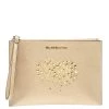 Michael Kors Metallic Gold Leather Heart Studded Wristlet Clutch For Women