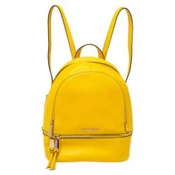 Michael Kors Yellow Leather Rhea Zip Backpack For Women
