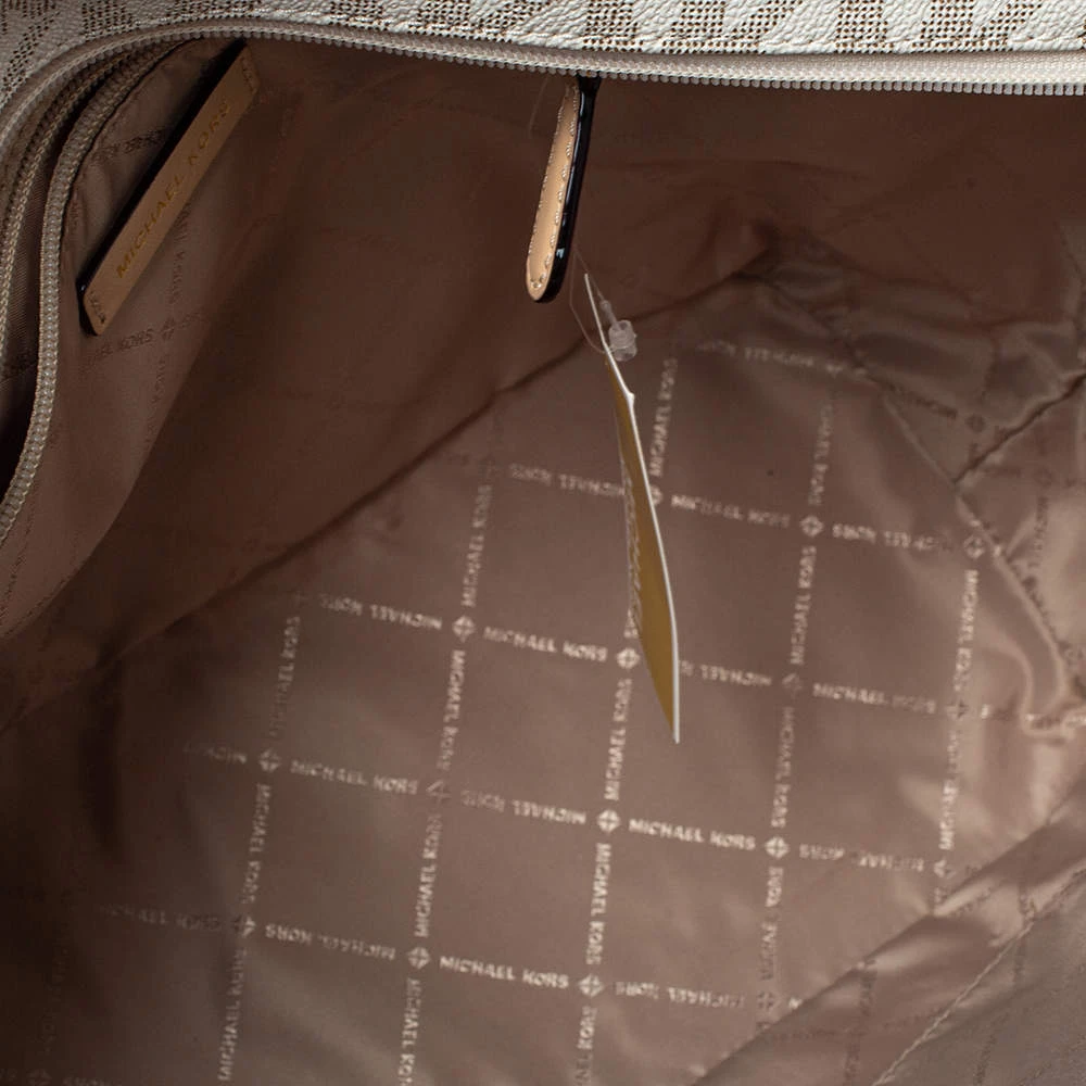 Michael Kors White/Beige Coated Canvas And Leather Medium Jet Set Tote For Women - Image 7