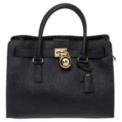 Michael Michael Kors Black Leather Large East West Hamilton Tote For Women