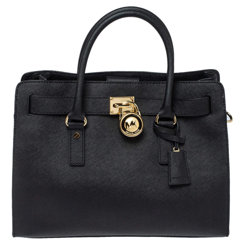 Michael Michael Kors Black Leather Large East West Hamilton Tote For Women
