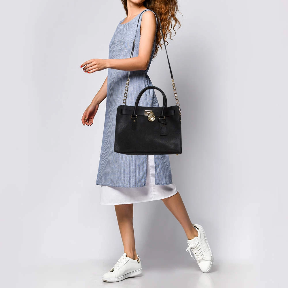 Michael Michael Kors Black Leather Large East West Hamilton Tote For Women - Image 2