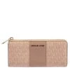 Michael Kors Pink Signature Leather Zip Around Wallet For Women