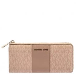 Michael Kors Pink Signature Leather Zip Around Wallet For Women