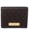 Michael Kors Brown Monogram Coated Canvas Jet Set Bifold Wallet For Women