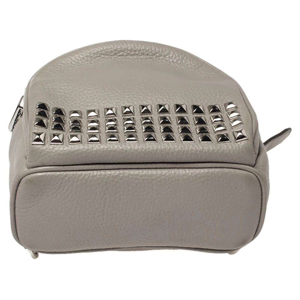 Michael Kors Grey Leather Abbey Studded Backpack For Women - Image 7