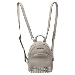 Michael Kors Grey Leather Abbey Studded Backpack For Women