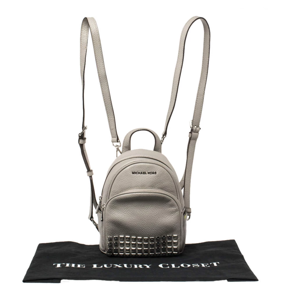 Michael Kors Grey Leather Abbey Studded Backpack For Women - Image 10