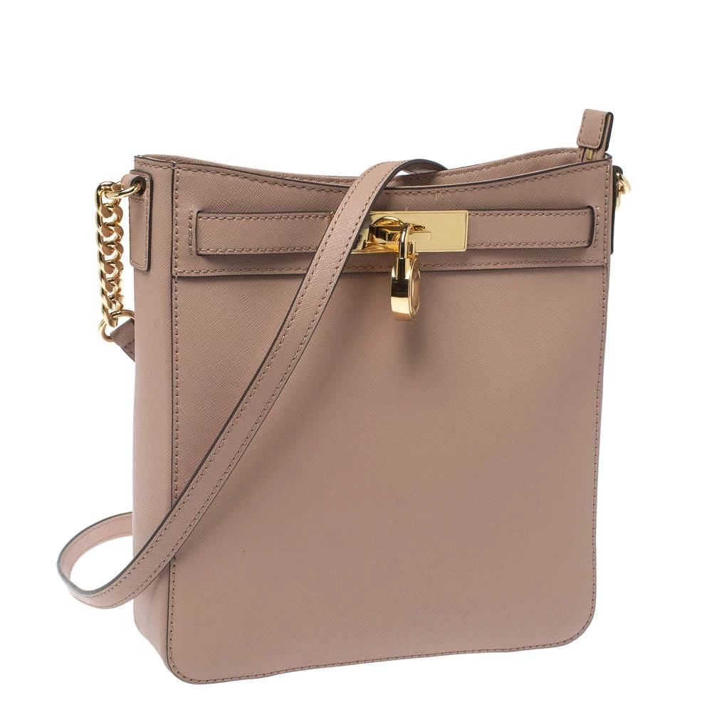 Michael Kors Pale Pink Leather Medium Hamilton Messenger Bag For Women - Image 3