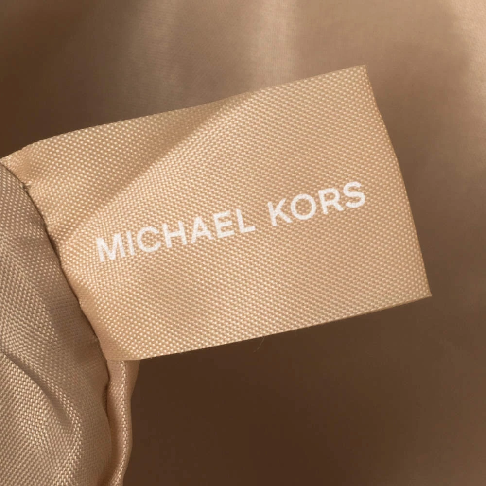 Michael Kors Beige/Gold Canvas And Croc Embossed Leather Tote For Women - Image 8