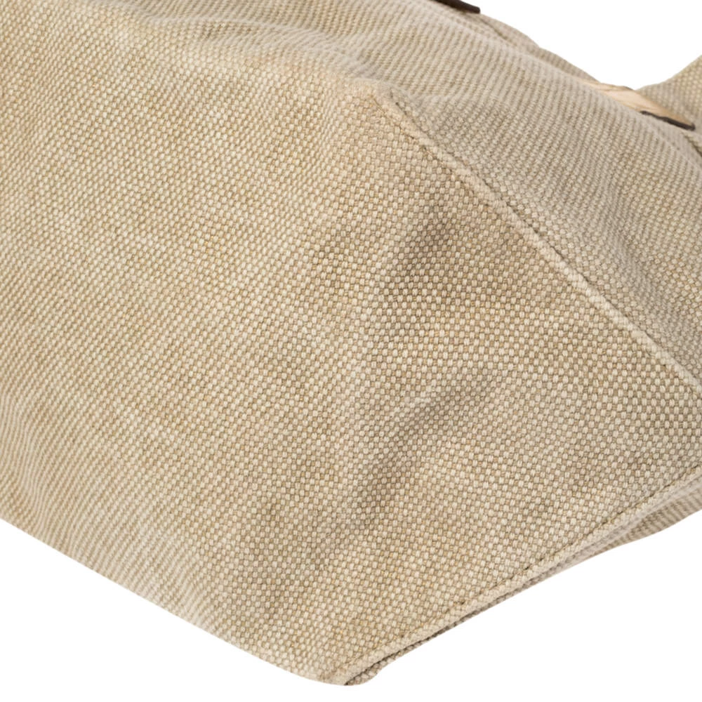 Michael Kors Beige/Gold Canvas And Croc Embossed Leather Tote For Women - Image 11