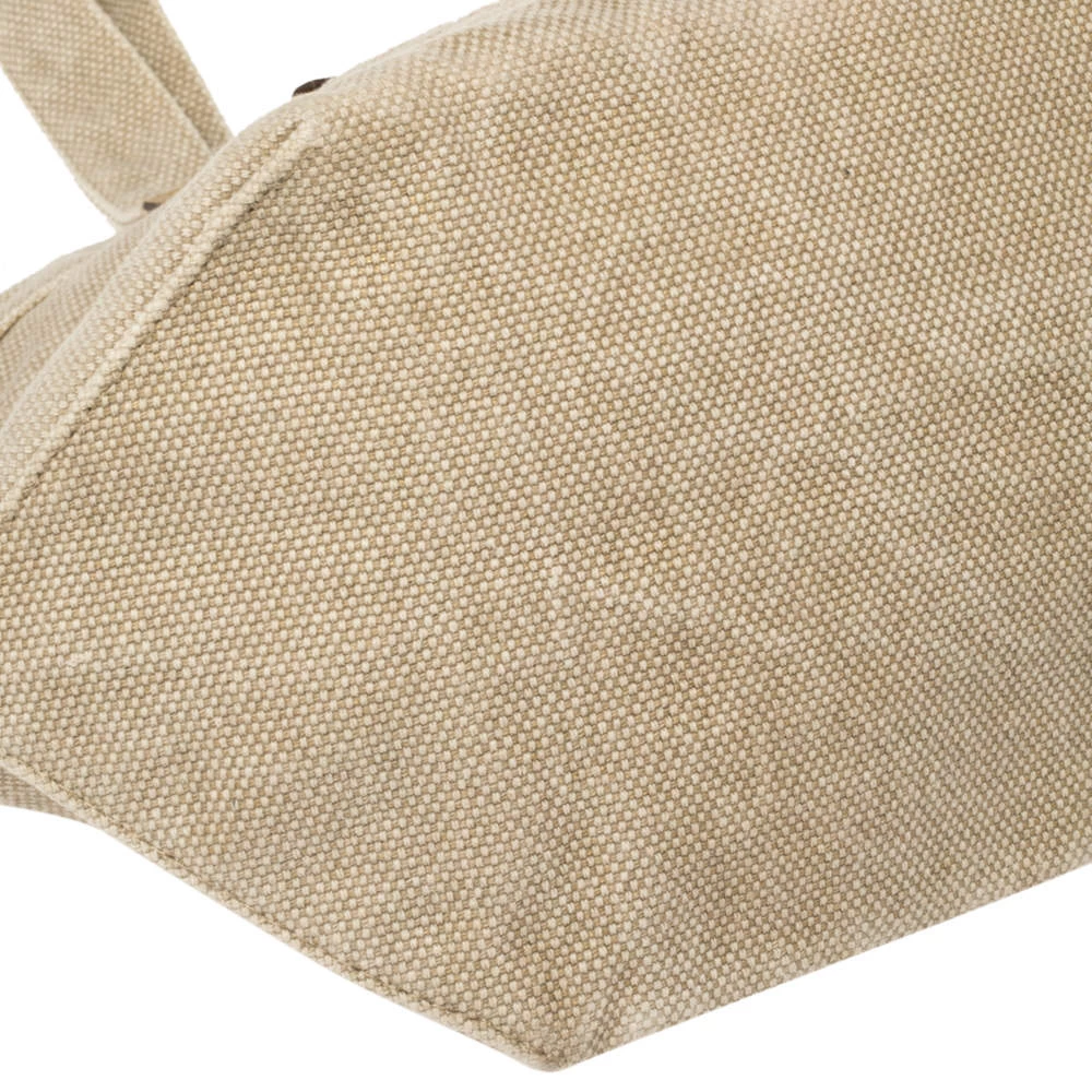 Michael Kors Beige/Gold Canvas And Croc Embossed Leather Tote For Women - Image 10