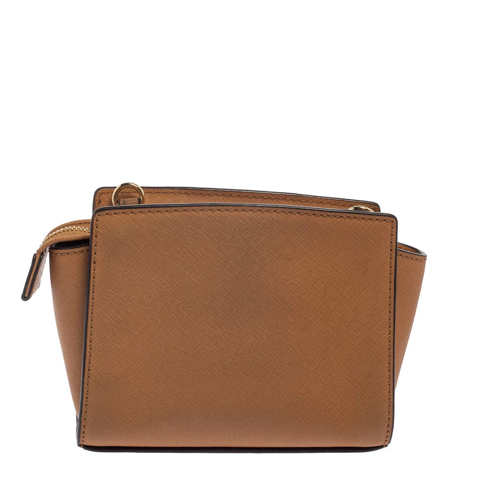 Michael Kors Tan Leather Mini Selma Crossbody Bag For Women - Image 4